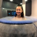 Client using the Full body Cryotherapy chamber