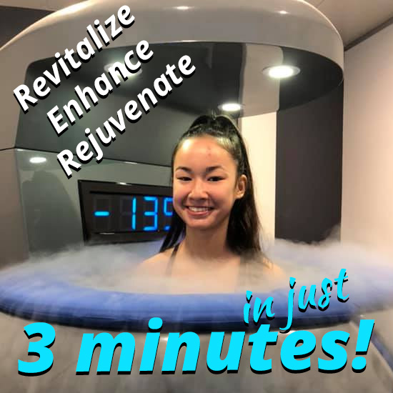 Client in the full body cryotherapy chamber